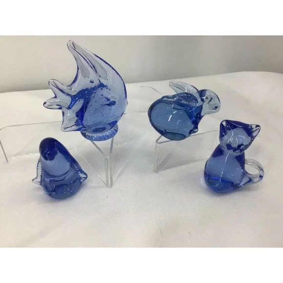 UNITED STATES COMMEMORATIVE FINE ART GALLERY 4 BLUE CRYSTAL PAPERWEIGHTS - Picture 5 of 12